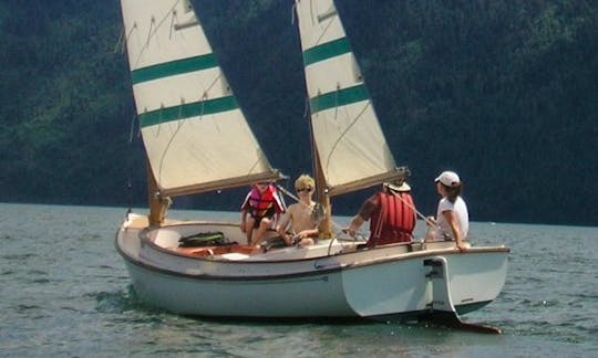 The perfect family day sail boat. The combination of the lack of cumbersome rigging, the separate cockpit for guests and the captain, and minimal heel