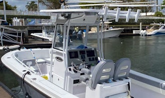$100  per hour. New 24’ Release 240RX Center Console for safe fun and comfort. Captain and gas included.