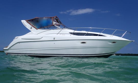 ☀️ Yate a motor Bayliner de 32 pies navegando por Emerald Bay, ☀️ Especial del mes de junio ☀️