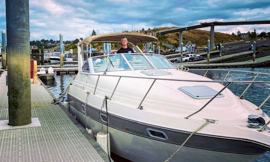 29' Maxum 2700SCR twin engine. sleeps 5, holds up to 10 (with captain) for cruising. hot water, stove, microwave, shower, toilet, fridge.