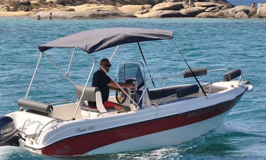 18 Foot Karel 550 Powerboat with 80 Hp motor in tsilivi - planos, zakynthos with Skipper