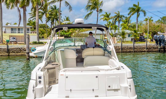 Experience Miami's stunning waterways with our 42' Dufour Motor Yacht