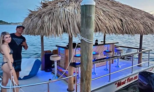 Private Custom Tiki Boat Pontoon with Captain in Wildwood, New Jersey.