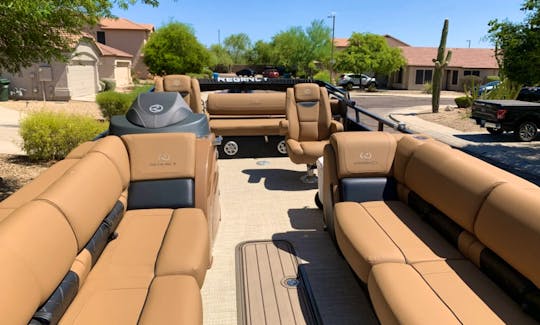 *Luxury Water Sports Included!* $50 Off Per Hour on Weekdays!! 27’ Regency 250 Le3 Sport Tritoon with 350 Verado & Full Bimini Top! Pleasant, Saguaro & Canyon Lakes!