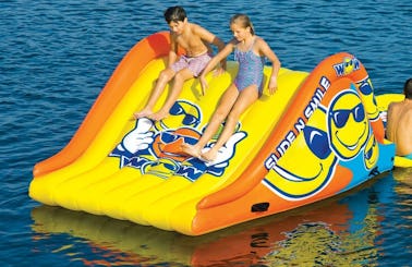 Cabana Day Club Floats & Slide in Lake Perris