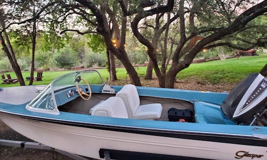 14' Glasspar Marathon Boat Vintage Cruises in Secluded Cove on Lake Travis