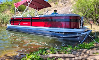 Beautiful 2022 Crest 240LX Tritoon for rent at Saguaro lake with seating for 13!