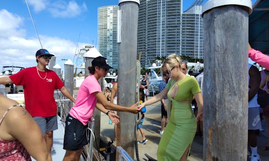 60' Large Party Catamaran • Best Price • Free BBQ • BYOB in Miami Beach, Florida