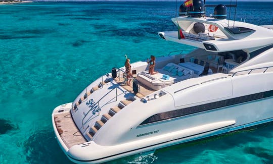 Mega Luxury Yacht Mangusta 130’ Rental in Ibiza with Concierge 💎 Illes Balears