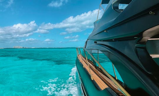 Black Azimut 56 ft flybridge Yacht Rental in Cancun