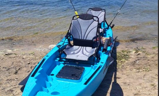 TK 122 Tandem KAYAK .space for 2 adults and 1 child in the middle . plemty of space for gear int he abck or in hatches.