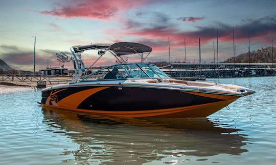 MasterCraft X55 WakeBoat for Rent on Lake Travis or Lake Austin with Water Mat and Surfboards