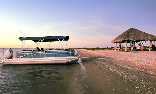 Cruzeiro exclusivo ao pôr do sol em Galveston a bordo do barco pontoon!