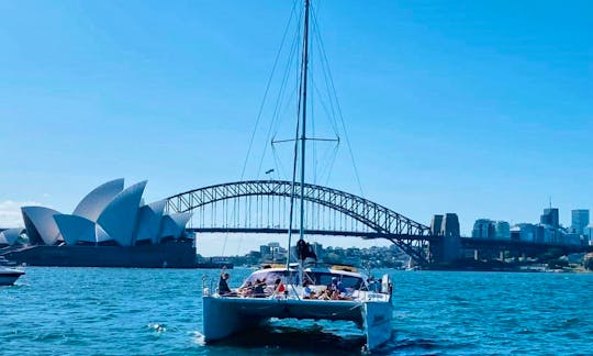 Sydney Harbour Charter on SPELLBOUND a luxury 12m Sailing Catamaran. Maximum 25 guests.