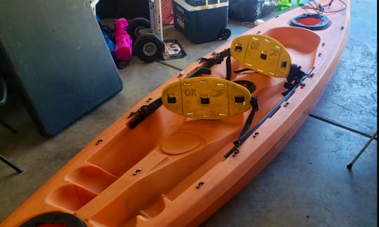 This Tandem Kayak comes with 3 storage spots for your items as well as 2 brand new Carbon Fiber Ores to make sure when your in the hot sun, you wont g