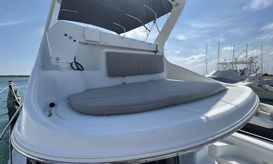 Lounge on the top of the back of the boat.