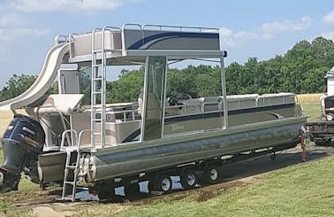 35’ Double Deck Pontoon Boat with Waterslide