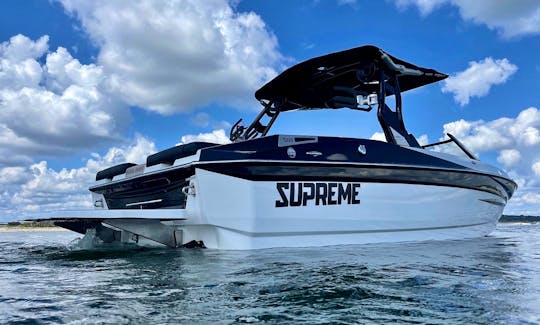 Supreme S220 Atx Wake Elite Surf Boat on Lake Travis!