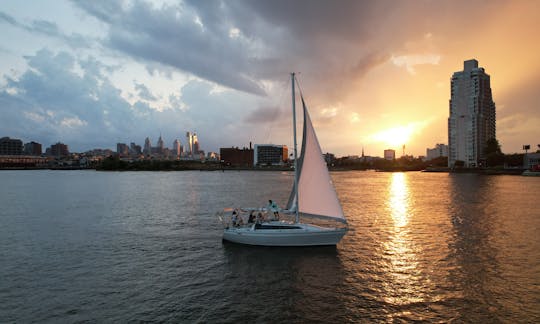 SV First Light in front of the Philadelphia skyline