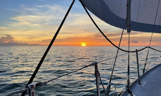 Sailing into a stunning sunset