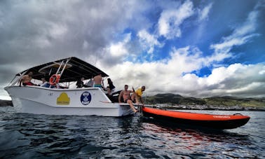 Atividades divertidas de barco + Pôr do sol + Ilhota de Vila Franca