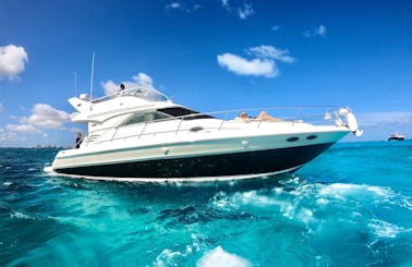 FUN & AFFORDABLE 46 FT SEARAY FLYBRIDGE in Cancun and 1 hour Free Jetski 