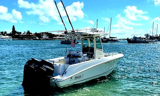 The Bonnie Lee features twin 200hp, supercharged Mercury Verado Outboards for the brisk runs up and down the Intracoastal or Atlantic waters.