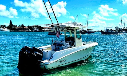 The Bonnie Lee features twin 200hp, supercharged Mercury Verado Outboards for the brisk runs up and down the Intracoastal or Atlantic waters.