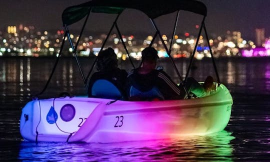 What to do in San Diego at the evening? Where to go to celebrate anniversary? Cool way to propose in San Diego area? - 1 answer is Glow Boat pedal boa