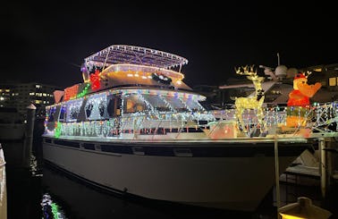 60’ Motoryacht Holiday Decorated In Downtown Delray Beach, Florida