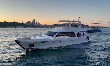 63ft Luxury White KM Yacht for amazing tours in İstanbul, Turkey! B26
