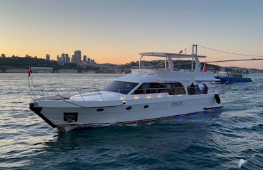 63ft Luxury White KM Yacht for amazing tours in İstanbul, Turkey! B26