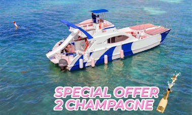 🎊🛥🔥 Bateau privé de luxe VIP d'une journée complète à Punta Cana loué par le propriétaire 🛥️