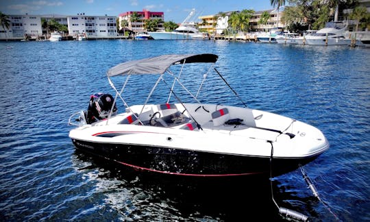 The Sand Bar Express Tahoe T-18 Deck Boat Rental in Hallandale Beach, Florida