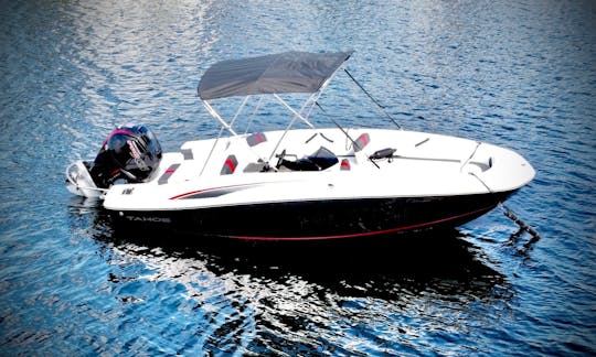 The Sand Bar Express Tahoe T-18 Deck Boat Rental in Hallandale Beach, Florida