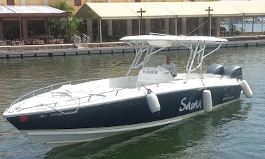 Alquile un barco privado de 38 pies para ir de isla en isla en Cartagena bolívar, Cholon Barú, Islas del Rosario