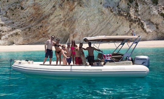 Discover Lefkada with an inflatable boat 25ft Evripus