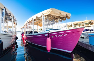 Pink Duffy Electric Boat in Huntington Beach