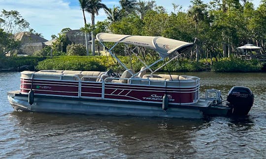 Enjoy Your Day on the Suntracker Party Barge 24DLX with a 150HP Outboard. All of SWFL!!