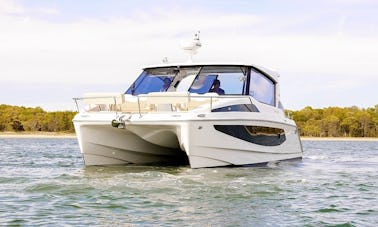 36' Aquila 2021 Power Catamaran + Seabob Rental in East Hampton, New York