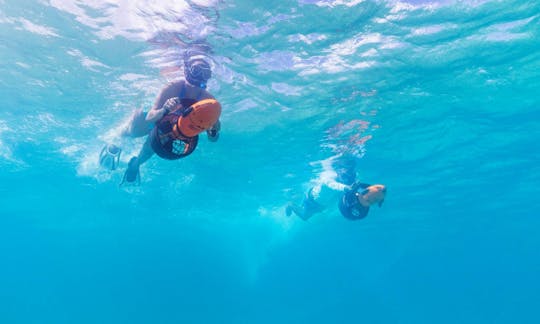 Enjoy the thrill of snorkeling with super cool sea scooters.