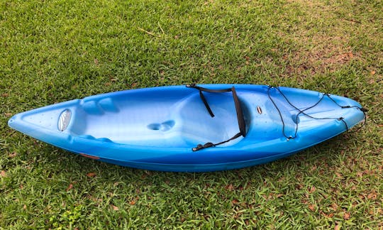 Blue Pelican Kayak with safety gear for rent in Pensacola