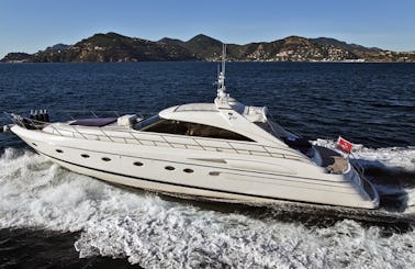 ''Carla d'Or'' Princess V65 Power Mega Yacht Rental in Golfe-Juan, Provence-Alpes-Côte d'Azur.