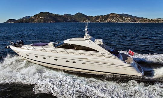 Princess V65 Power Mega Yacht Rental in Golfe-Juan, Provence-Alpes-Côte d'Azur.