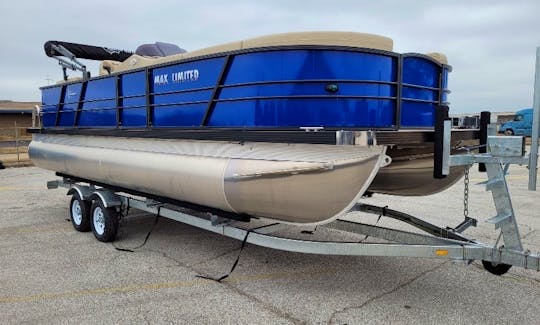 Custom Blue 2023 Pontoon Boat 12 seater @ Lake Ray Hubbard! Enjoy the Day!
