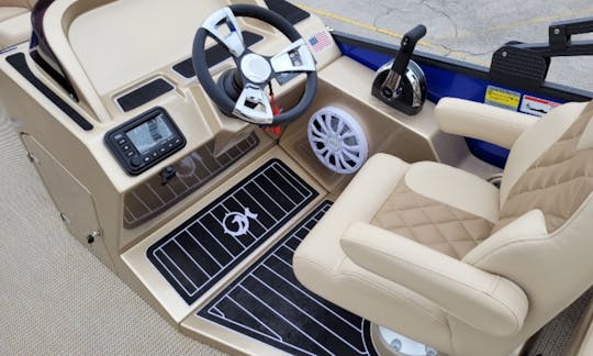 Bateau ponton bleu 2023 personnalisé 12 places @ Lake Ray Hubbard ! Profitez bien de la journée !