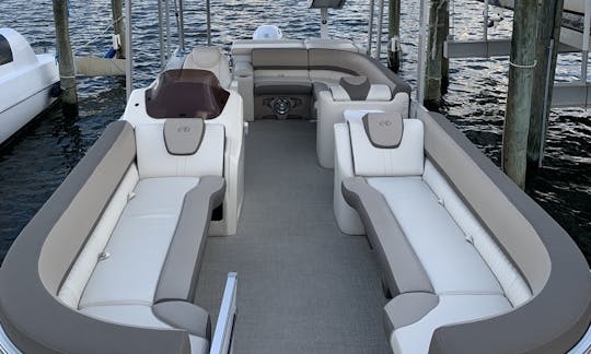 There is ample space to lay out in the sun on our luxury pontoon!