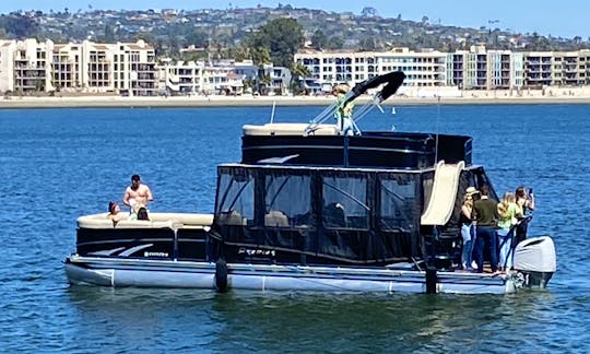 Largest Luxury Double Deck Pontoon Boat In Mission Bay w/ Waterslide Day & Night