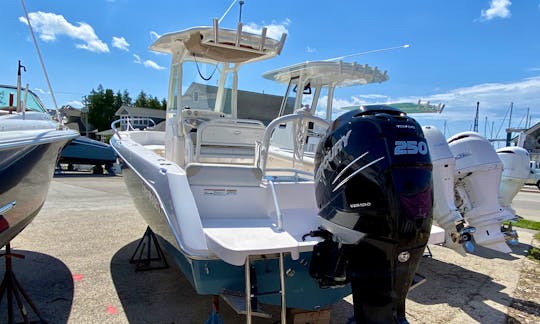 2300 CC Everglades set up for salmon fishing or a fun day cruising.