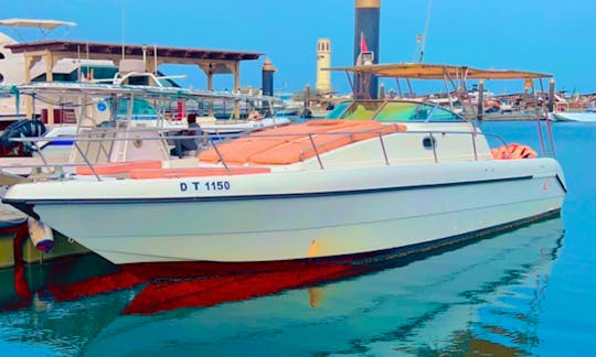 We do cruise and fishing starting price 299aed per hour 36 feet gulf craft